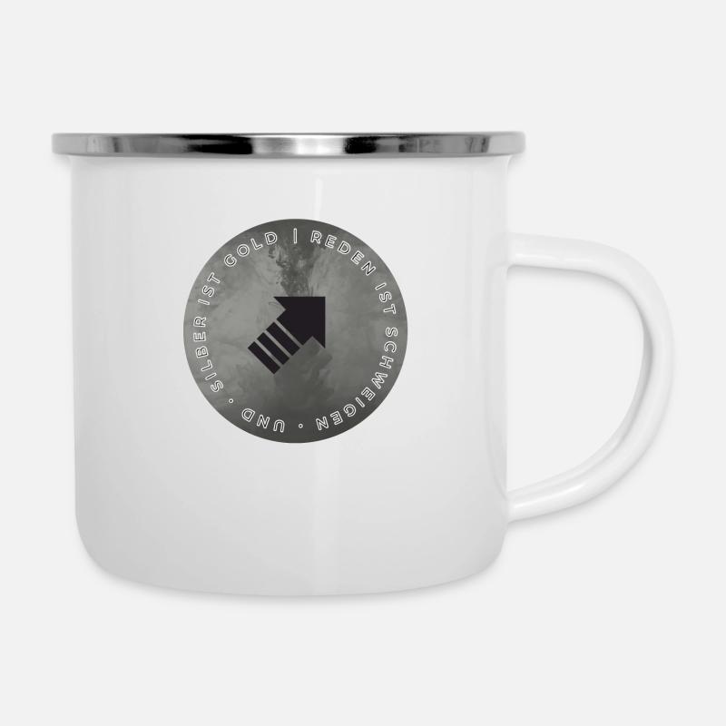 Reden/Schweigen - Emaille-Tasse - Weiß