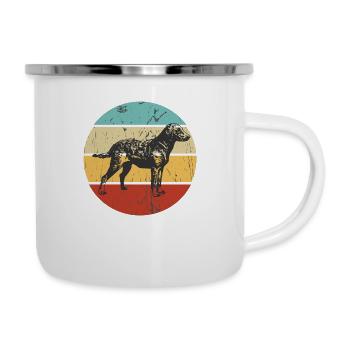 Vintage Hund Retro Sonnenuntergang - Emaille-Tasse - Weiß - Rechts