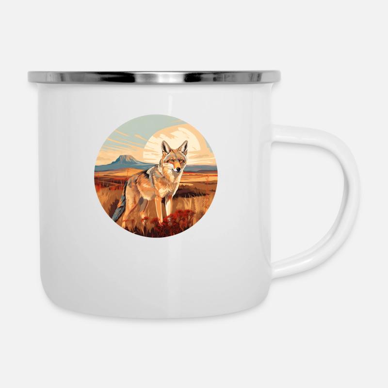 Kojote - Emaille-Tasse - Weiß