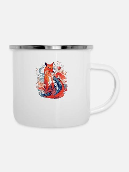 Mowglo der elegante Fuchs - Emaille-Tasse - Weiß
