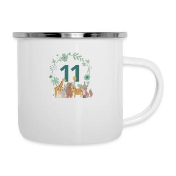 11-jähriges Jubiläum - Tiere zum elften Jubiläum - Emaille-Tasse - Weiß - Rechts