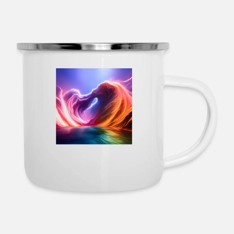 Love Wave - Emaille-Tasse - Weiß