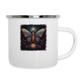 geek butterflies fauna birthday present bday - Emaille-Tasse - Weiß - Rechts