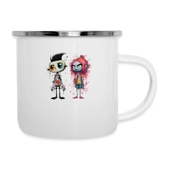 das schräge Pärchen - Emaille-Tasse - Weiß - Rechts