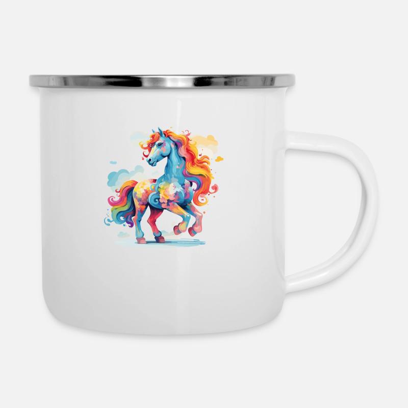 Le poney coloré - Tasse émaillée - blanc