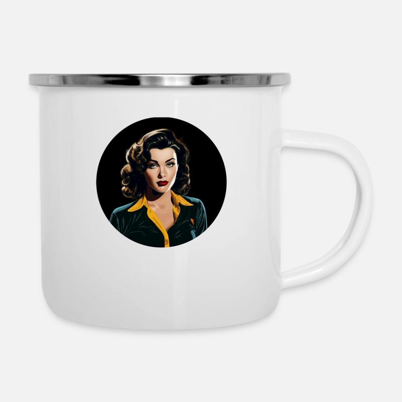 Comics inspired Retro Lady - Camper Mug - white