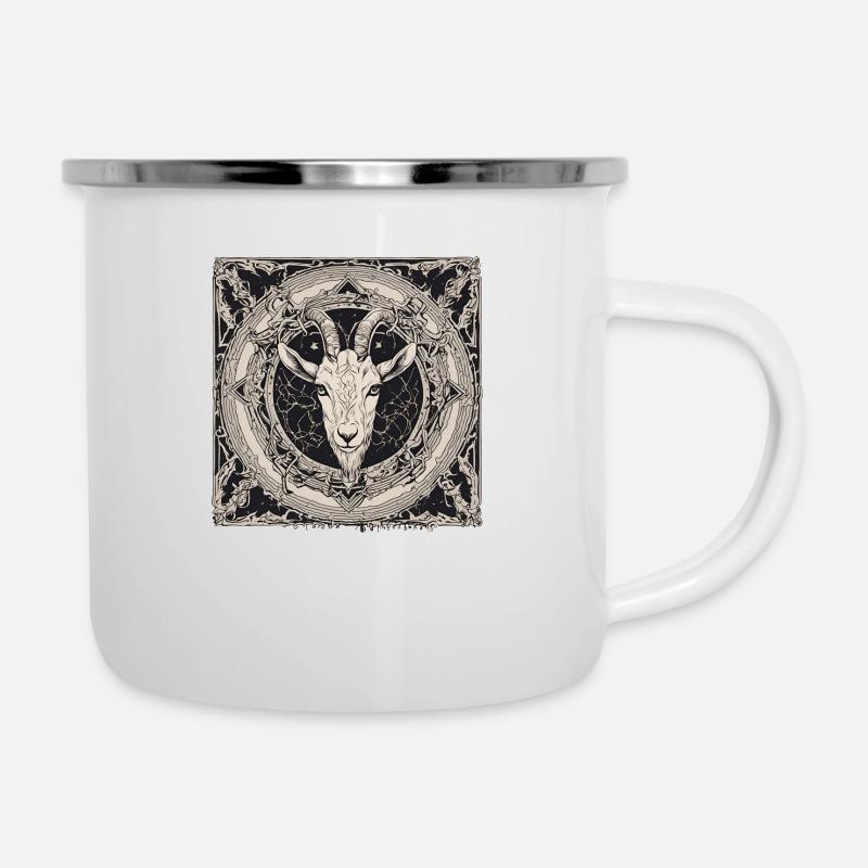 Ziege - Emaille-Tasse - Weiß