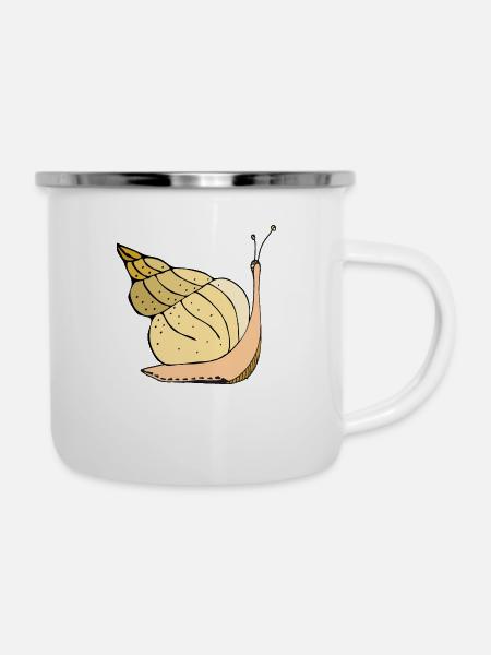 Schnecke - Emaille-Tasse - Weiß