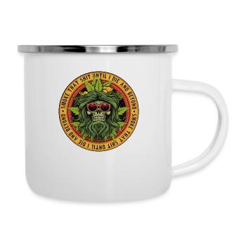 Crâne de marijuana - Tasse émaillée - blanc - Droite