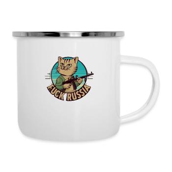 Scheiß auf Russland - Emaille-Tasse - Weiß - Rechts