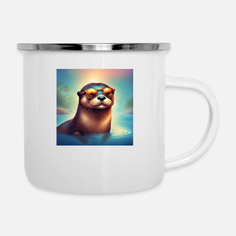 Loutre ensoleillée - Tasse émaillée - blanc