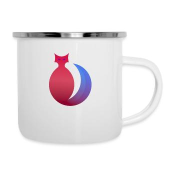 Katzendesign gemacht aus Kreise - Emaille-Tasse - Weiß - Rechts