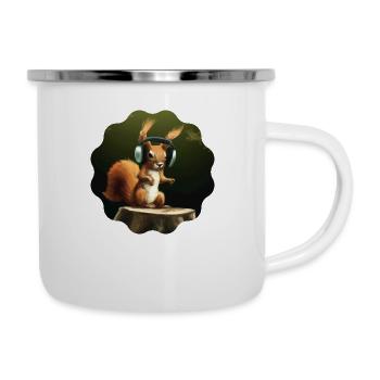 DJ Eichhörnchen - Emaille-Tasse - Weiß - Rechts