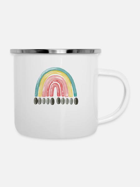 Regenbogen Kinder Baby Design - Emaille-Tasse - Weiß