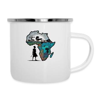 Afrika Steppe und Tiere - Emaille-Tasse - Weiß - Rechts
