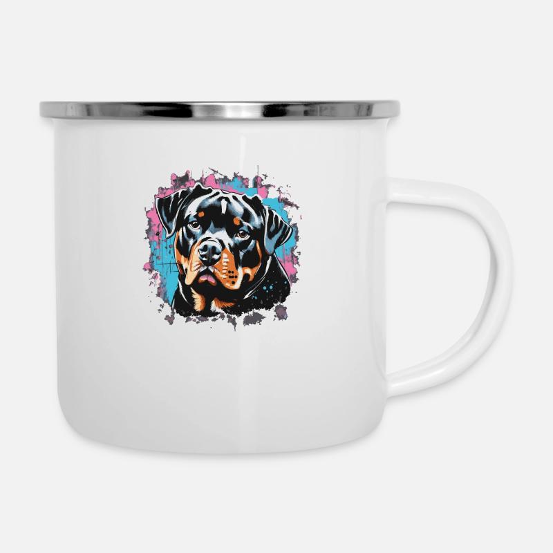 Rottweiler Graffiti Look - Tasse émaillée - blanc