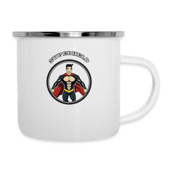 Superheld - Emaille-Tasse - Weiß - Rechts