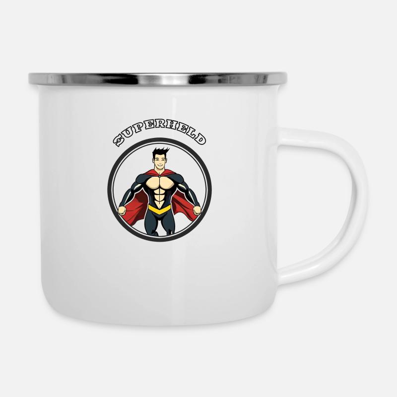 Superheld - Emaille-Tasse - Weiß