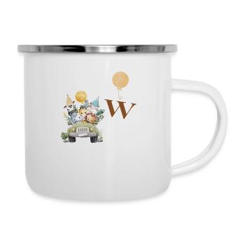 Buchstabe W Safari - Emaille-Tasse - Weiß - Rechts