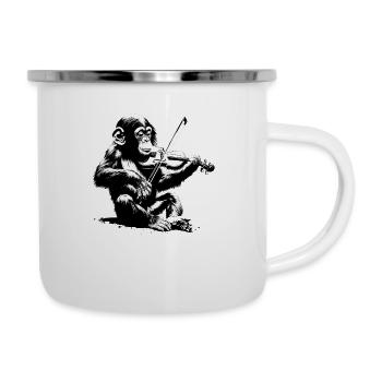 Violin in Monkey Orchestra StreetArt Banksy Style - Camper Mug - white - Right