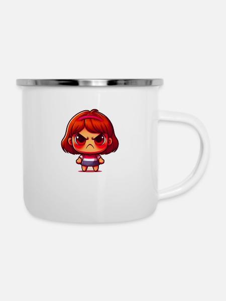 Bockiges Mädchen - Emaille-Tasse - Weiß