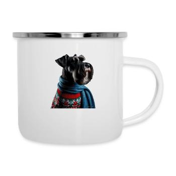 Riesenschnauzer Weihnachten - Emaille-Tasse - Weiß - Rechts
