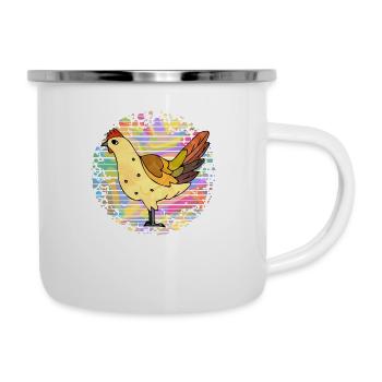 poule - Tasse émaillée - blanc - Droite