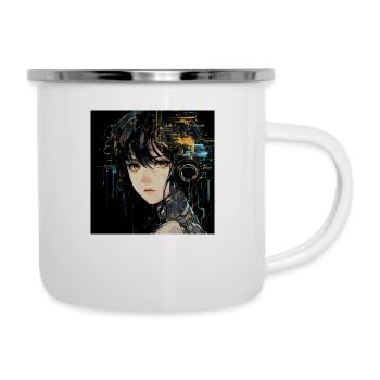 Anime Augen Digital - Emaille-Tasse - Weiß - Rechts
