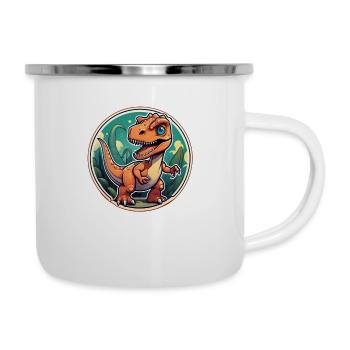 dinosaure dessin animé - Tasse émaillée - blanc - Droite