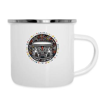 Drum Schlagzeug - Emaille-Tasse - Weiß - Rechts