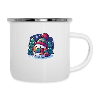 Bonhomme de neige vibrant : Art ludique au pays des merveilles de l’hiver - Tasse émaillée - blanc - Droite