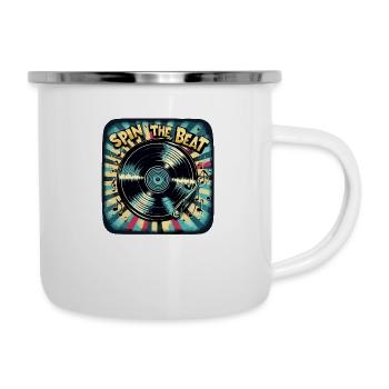 Spin the Beat Vinyl Art | Design de musique rétro - Tasse émaillée - blanc - Droite