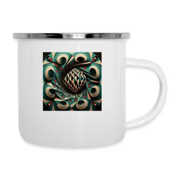 Geometrische Harmonie - Emaille-Tasse - Weiß - Rechts