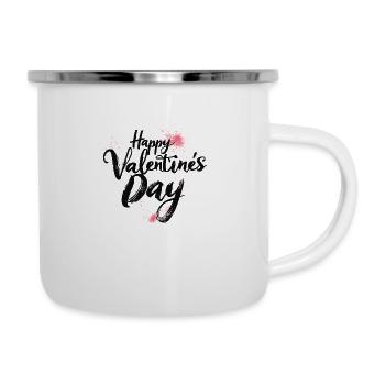 Eleganter Valentinstag - schickes Liebesskript - Emaille-Tasse - Weiß - Rechts