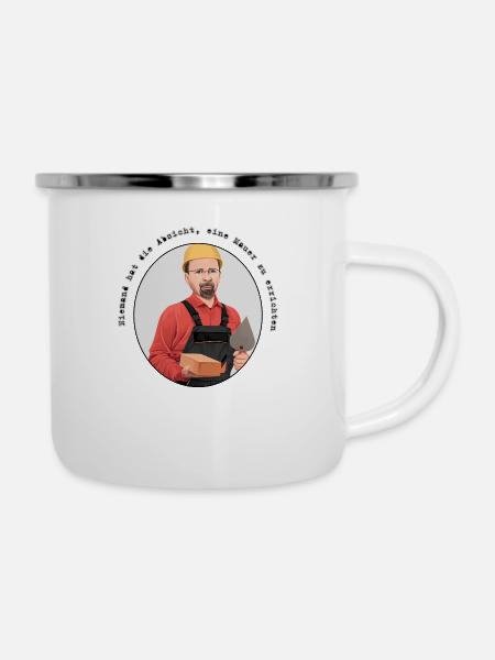 Maurer // Illustration - Emaille-Tasse - Weiß