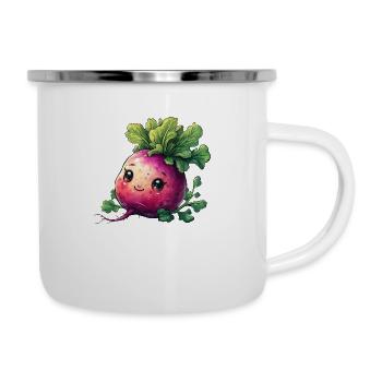 Radis style bande dessinée heureux - Tasse émaillée - blanc - Droite