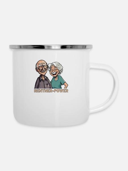 Rentner Power Senioren - Emaille-Tasse - Weiß