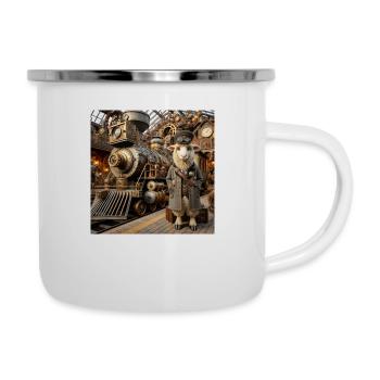 "Eisenbahn-Schaf" Kollektion! 🐑🛤️ - Emaille-Tasse - Weiß - Rechts