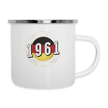 Jahrgangs 1961 Limitierte Auflage 63 Jahre alt - Emaille-Tasse - Weiß - Rechts