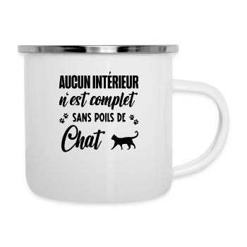 poils de chat - Tasse émaillée - blanc - Droite