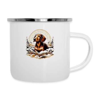 Teckel faisant face au deuil - Tasse émaillée - blanc - Droite