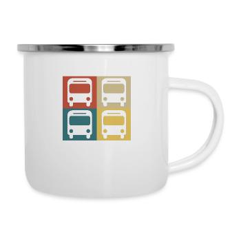 Retro Vintage Bus - Emaille-Tasse - Weiß - Rechts