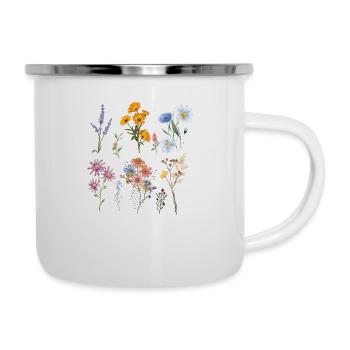 Botanische Wildblumen - Emaille-Tasse - Weiß - Rechts