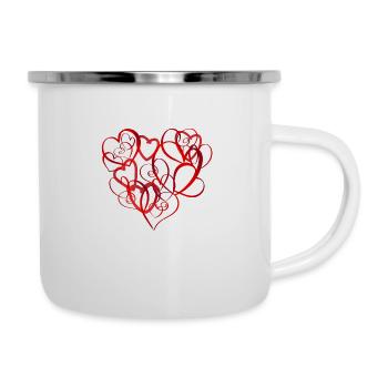 Red love hearts . - Emaille-Tasse - Weiß - Rechts
