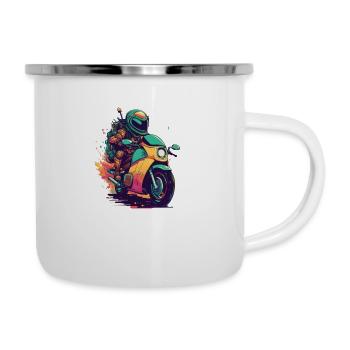 Imprimé moto coloré cool - Tasse émaillée - blanc - Droite