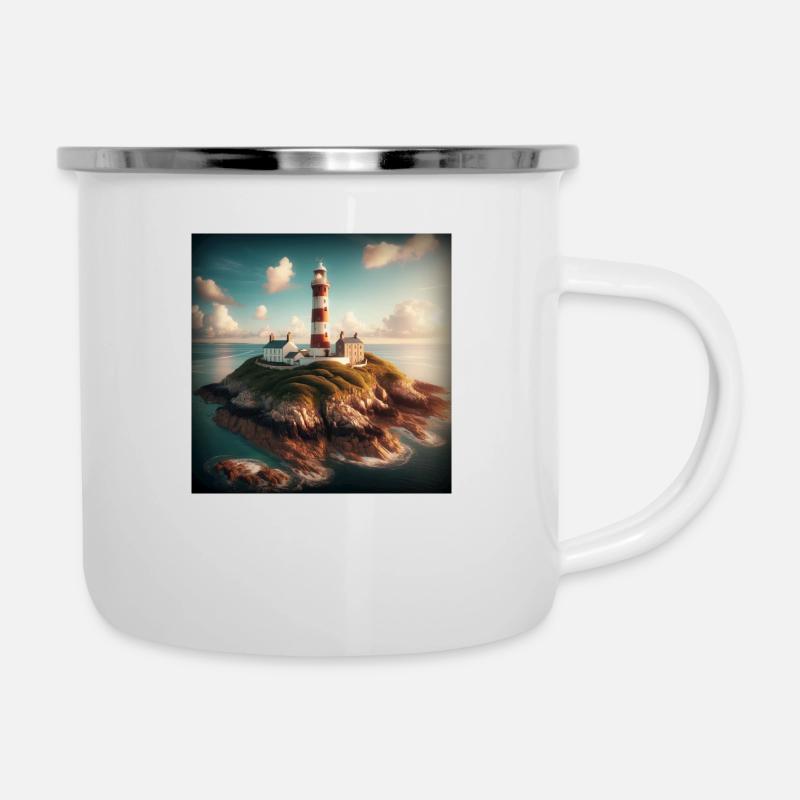 A lighthouse on a remote island - Camper Mug - white