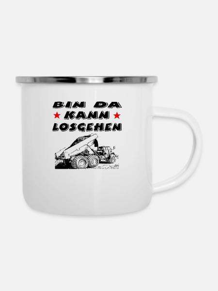 Baustelle - Emaille-Tasse - Weiß
