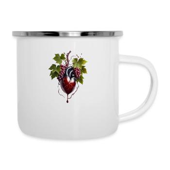 Coeur de raisins - Tasse émaillée - blanc - Droite