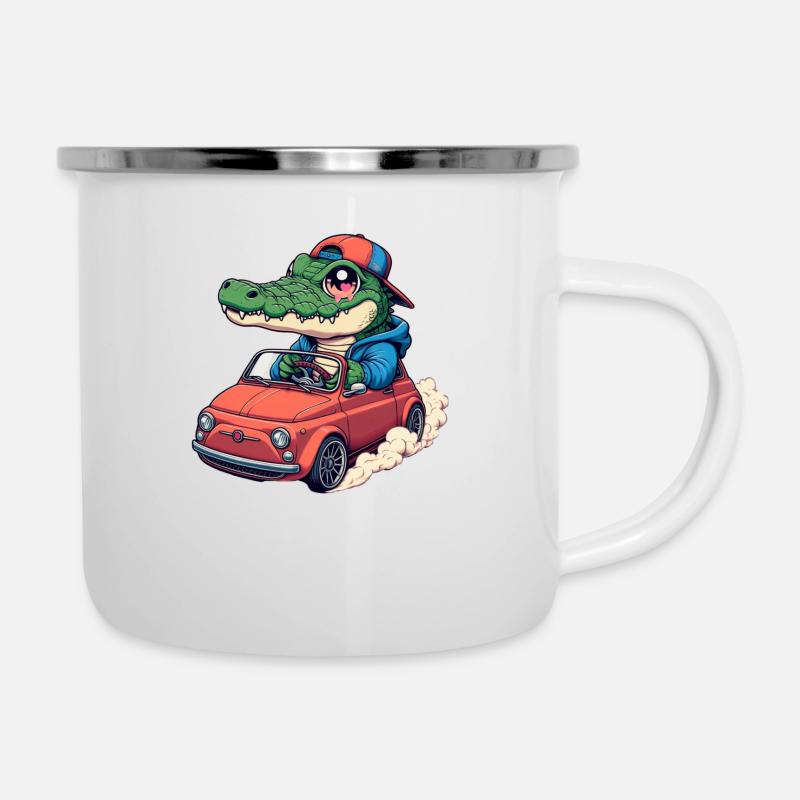 Crocodile Car - Camper Mug - white