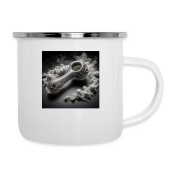 logo pipe - Tasse émaillée - blanc - Droite